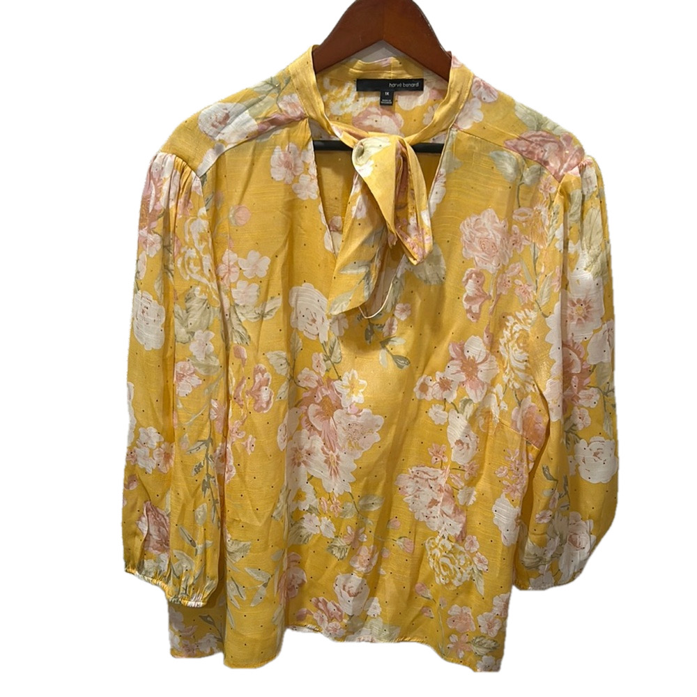 harve benard Floral Yellow Women's Top size 1X GUC